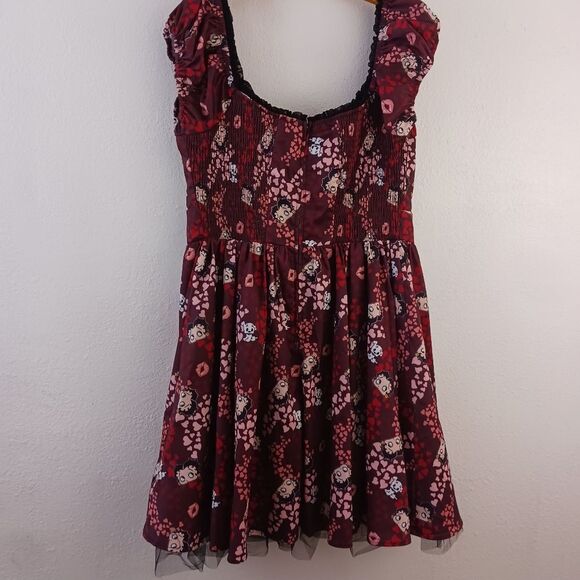 Betry Boop unique vintage  Burgundy Babydoll Heart Dress size 1X/16 - Picture 7 of 8